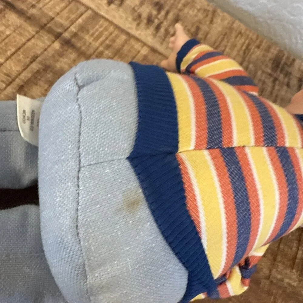 1974 Vintage Fisher Price Joey Lapsitter Doll #206 Tie Shoe Laces Striped Shirt
